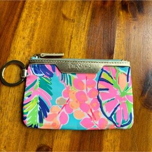 Lily Pulitzer ID Case Keychain Wallet with Zip Close Cute Durable Card Holder